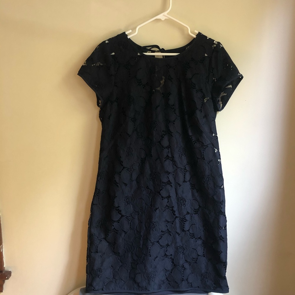 Loft navy lace shift dress